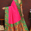 Arresting Dark Pink Paithani Silk Saree With Opulent Blouse Piece