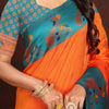 Surpassing Orange Paithani Silk Saree With Ethnic Blouse Piece