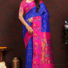 Invaluable Royal Blue Paithani Silk Saree With Skinny Blouse Piece