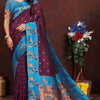 Extraordinary Wine Paithani Silk Saree With Gratifying Blouse Piece