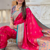 Sophisticated Dark Pink Paithani Silk Saree With Pretty Blouse Piece