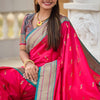 Sophisticated Dark Pink Paithani Silk Saree With Pretty Blouse Piece