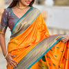 Unique Mustard Paithani Silk Saree With Girlish Blouse Piece