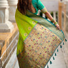 Appealing Parrot Paithani Silk Saree With Ravishing Blouse Piece