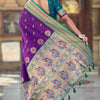 Classic Purple Paithani Silk Saree With Traditional Blouse Piece