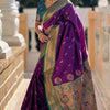 Classic Purple Paithani Silk Saree With Traditional Blouse Piece