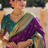 Classic Purple Paithani Silk Saree With Traditional Blouse Piece