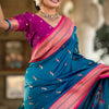 Beleaguer Rama Paithani Silk Saree With Conflate Blouse Piece