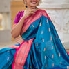 Beleaguer Rama Paithani Silk Saree With Conflate Blouse Piece