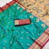 Eloquence Sea Green Paithani Silk Saree With Fugacious Blouse Piece