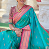 Eloquence Sea Green Paithani Silk Saree With Fugacious Blouse Piece