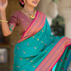 Eloquence Sea Green Paithani Silk Saree With Fugacious Blouse Piece
