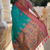 Eloquence Sea Green Paithani Silk Saree With Fugacious Blouse Piece