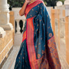 Panoply Teal Blue Paithani Silk Saree With Sumptuous Blouse Piece