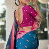 Panoply Teal Blue Paithani Silk Saree With Sumptuous Blouse Piece
