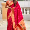 Vibrant Dark Pink Paithani Silk Saree With Blissful Blouse Piece