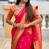 Vibrant Dark Pink Paithani Silk Saree With Blissful Blouse Piece