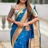 Transcendent Firozi Paithani Silk Saree With Lovely Blouse Piece
