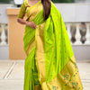 Seraphic Parrot Paithani Silk Saree With Sumptuous Blouse Piece