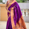 Ailurophile Purple Paithani Silk Saree With Incomparable Blouse Piece