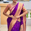 Ailurophile Purple Paithani Silk Saree With Incomparable Blouse Piece