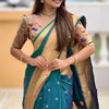 Charismatic Rama Paithani Silk Saree With Designer Blouse Piece