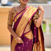 Piquant Wine Paithani Silk Saree With Appealing Blouse Piece
