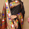 Amazing Black Paithani Silk Saree With Capricious Blouse Piece