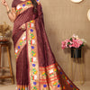 Beautiful Brown Paithani Silk Saree With Appealing Blouse Piece