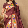 Beautiful Brown Paithani Silk Saree With Appealing Blouse Piece