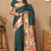 Ravishing Dark Green Paithani Silk Saree With Delightful Blouse Piece