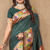 Ravishing Dark Green Paithani Silk Saree With Delightful Blouse Piece