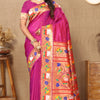 Fairytale Dark Pink Paithani Silk Saree With Beauteous Blouse Piece