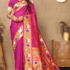 Fairytale Dark Pink Paithani Silk Saree With Beauteous Blouse Piece