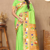 Scrumptious Parrot Paithani Silk Saree With Snappy Blouse Piece