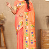 Transcendent Peach Paithani Silk Saree With Vivacious Blouse Piece