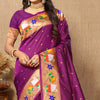 Resonant Purple Paithani Silk Saree With Posh Blouse Piece