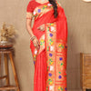 Beguiling Red Paithani Silk Saree With Embellished Blouse Piece