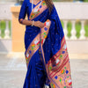 Aplomb Royal Blue Paithani Silk Saree With Scintillating Blouse Piece