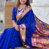 Aplomb Royal Blue Paithani Silk Saree With Scintillating Blouse Piece