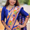 Aplomb Royal Blue Paithani Silk Saree With Scintillating Blouse Piece