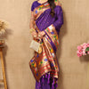 Proficient Royal Purple Paithani Silk Saree With Enchanting Blouse Piece