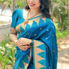 Verdant Firozi Paithani Silk Saree With Girlish Blouse Piece
