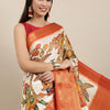 Ravishing Beige Kalamkari Printed Saree With Flameboyant Blouse Piece