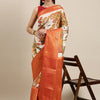 Ravishing Beige Kalamkari Printed Saree With Flameboyant Blouse Piece
