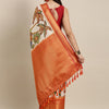 Ravishing Beige Kalamkari Printed Saree With Flameboyant Blouse Piece