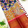 Energetic Beige Kalamkari Printed Saree With Classy Blouse Piece