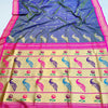 Refreshing Navy Blue Paithani Silk Saree With Bucolic Blouse Piece