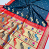 Fragrant Teal Blue Paithani Silk Saree With Chatoyant Blouse Piece