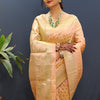 Fragrant Peach Soft Banarasi Silk Saree With Tempting Blouse Piece
